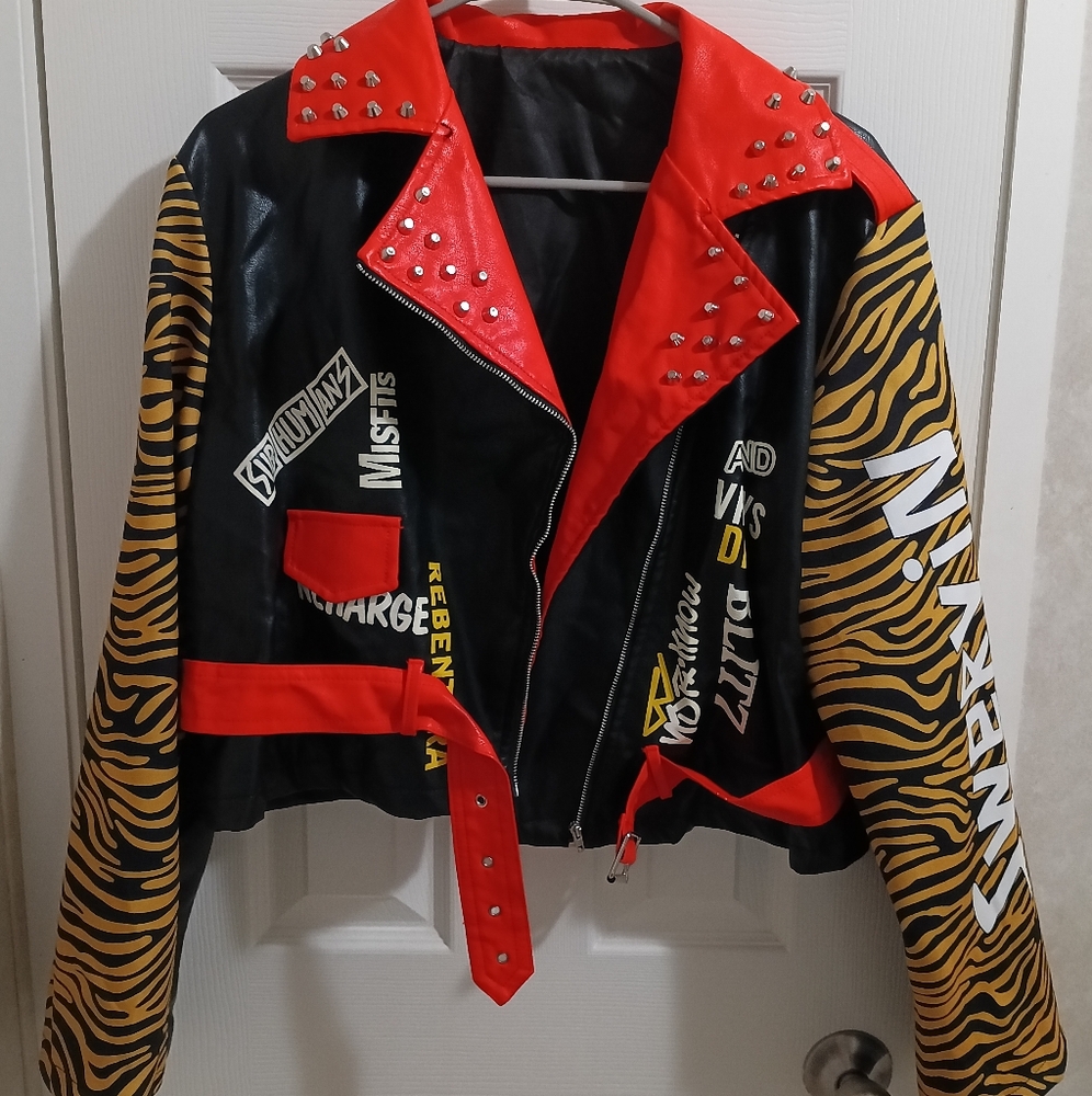 Studded Red and Black Women's Jacket. Punk